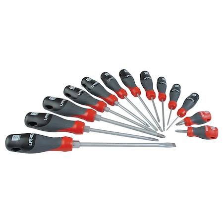 Urrea Trimaterial Screwdriver, Set of 13Pc. JCDT13
